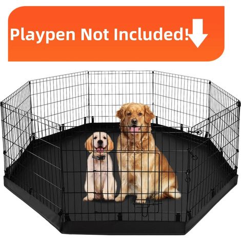 Tapis pour cage animaux 600D enduit PVC, résistant aux fuites, facile à nettoyer, forme octogonale, noir (1/5)