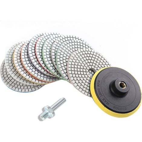 Lot de 12 Disques Diamant 4" Polissage Humide Sec Granit Marbre Béton Pierre (1/4)
