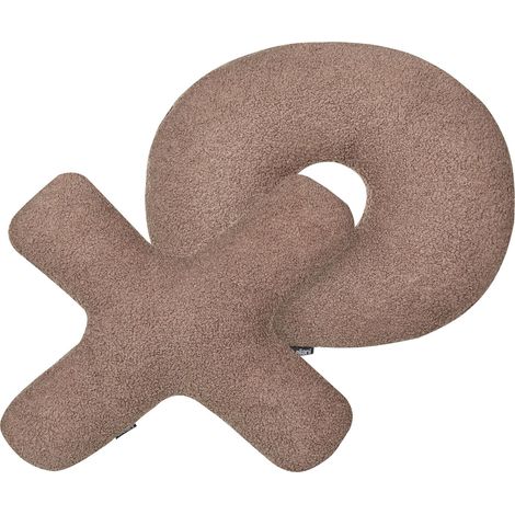 Set of 2 Decorative Cushions HESPERIS Boucle Brown Solid (1/5)