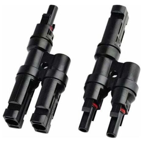 Connecteurs de Branchement MC4 pour Panneaux Solaires - Raccord en T / Y pour Distribution de Câbles (1/4)