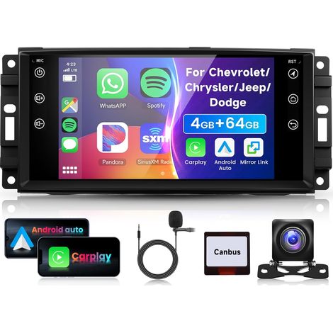4G/64G 7" Autoradio Bluetooth,Carplay Android Auto,DSP,EQ,WiFi GPS,Mirrorlink,RDS/FM Radio 2 Din Con caméra de recul AHD (1/5)