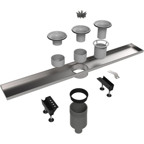 Easy Drain Multi élément d'encastrement sans grille avec sortie inférieure avec siphon 50mm 9,8x80cm profondeur d'encastrement 110mm