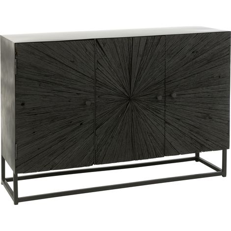 Buffet shanil en bois et fer Noir 120x80 cm (1/5)