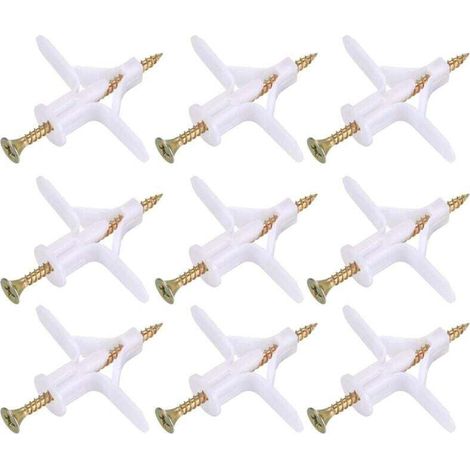 100 Pièces Fixations pour Plaques de Plâtre (50 Chevilles, 50 Vis), Chevilles Et Vis pour Plaques de Plâtre, Ancres Chevilles et Vis pour Fixations Murales Creuses Cloisons Sèches