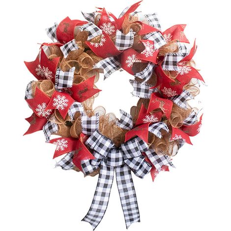 Guirlande De Noël - 45 Cm - Pour Porte D Entrée Mur Cheminée Intérieur Extérieur - Rouge Et Brun - 1 Pièce (1/5)