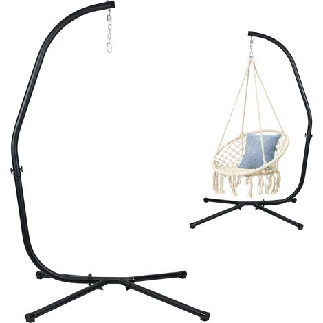 Aoodor Hammock Chair Stand for Outdoor, Heavy-Duty Patio Swing Hanging Chair C-Stand Only, Black