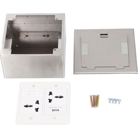Boîte de sortie encastrée au sol, étanche, prise plate en acier inoxydable 16A, 2 universels, 3 trous, Port réseau USB, argent