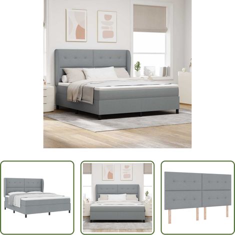 Matratze -  Boxspringbett mit Matratze Hellgrau 180 x 200 cm Stoff (1/5)
