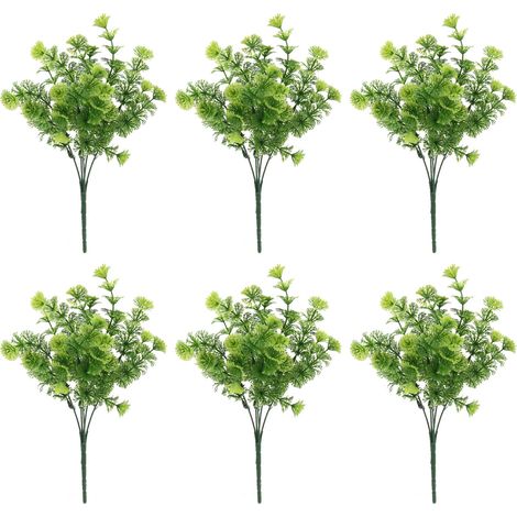 (6 Stück, doppelt grün, Produkthöhe: 32,5 cm) Künstliche Blumen und Gras mit 5 Zweigen [6 Stück pro Packung] (1/2)