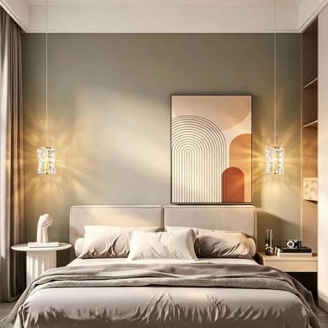 Lustre Suspension Moderne LED Lampe de Plafond Abat-jour en Cristal,813cm,Lumière tricolore (1/5)