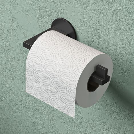 Mai & Mai Toilettenpapierhalter Klopapierhalter WC aus Edelstahl, Toilettenpapier Halterung Rollenhalter Matt schwarz 185mm Lino-04 (1/5)