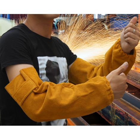 1Pair Leather Heat Resistant Welding Arm Sleeve Cuff Elastic Work Safety Spark Resistant Protective (1/5)