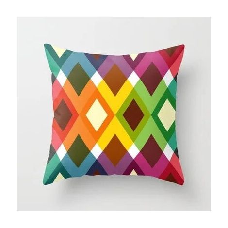 Taie D'oreiller Coton Linen Motif Géométrique Abstrait Usage Intérieur Extérieur 40x40 cm (1/5)