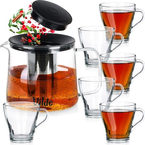 Kaffee- und Teegläser mit Kanne und Teesieb 250 ml / 1,5 l, 7 Stück. (1/5)