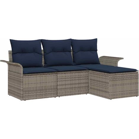 Set Divano da Giardino con cuscino 4 pcs Grigio polyrattan vidaXL