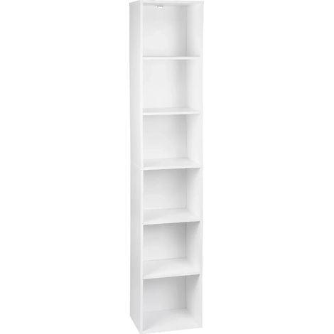 Libreria alta bianca a 6 scomparti in truciolare e MDF (1/5)