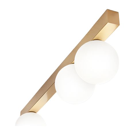 Plafonnier Moderne À 3 Lumières En Métal Doré Mat Avec Diffuseurs Sphériques En Verre Blanc Dépoli - Design Élégant 60 Cm - Marque Perenz (1/2)
