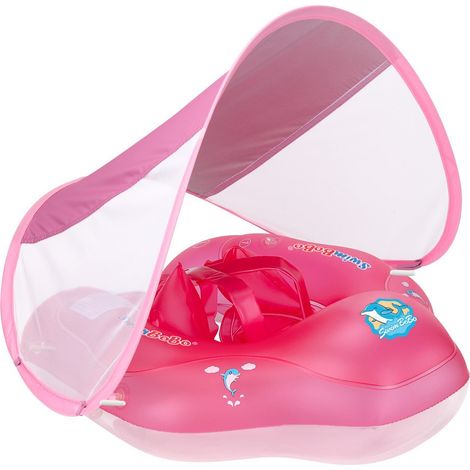 Bouée gonflable pour bébé avec pare-soleil amovible, bouée d'appoint pour les enfants de 3 à 24 mois, en PVC résistant. (1/2)