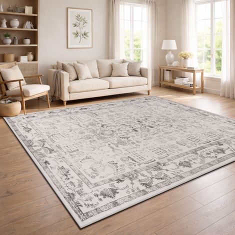 Paco Home Tappeto Vintage Boho Moderno Soggiorno Pelo Corto Lavabile Grigio 120x160 cm (1/5)
