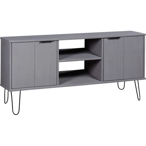 TV-Schrank New York Grau Massivholz Kiefer vidaXL (1/5)
