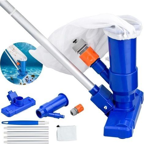 Aspirateur de piscine sans fil pour petites piscines, Aspirateur Piscine Portable avec Perche Télescopique pour Nettoyage des Piscines - Bleu (1/4)