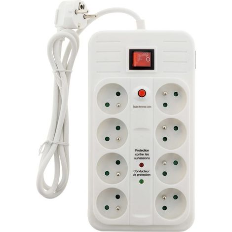 8 prises de protection contre les surtensions avec Security Pro TV F/F Ø9.52mm interrupteur + téléphone RJ11 - Zenitech (1/4)