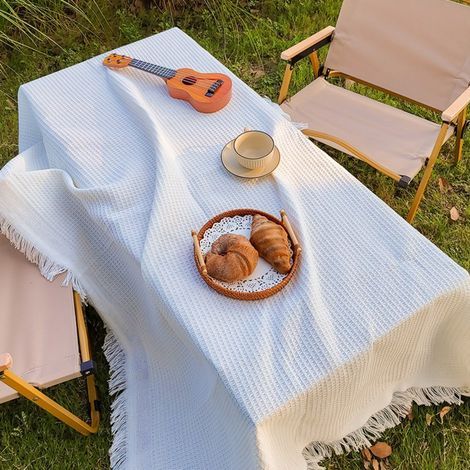 Blanc 90x180cm Nappes d'extérieur, tapis de tente de camping, tapis de pique-nique, couvertures de camping, nappes pour stands, sets de table basse (1/5)