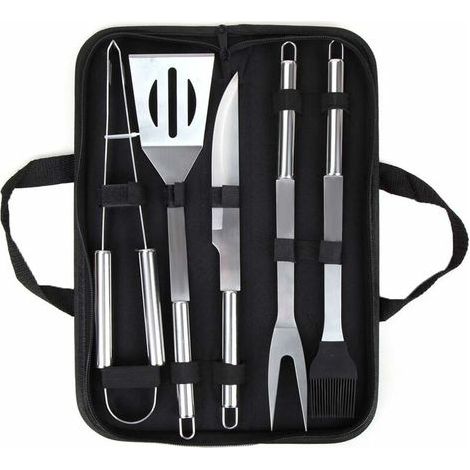 BBQ Utensils Set Aluminum Case, Professional BBQ Accessory,Perfect Free BBQ Cutlery Set for Men Dad Birthday Gift(5 Pieces) (1/5)