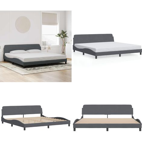 Bettgestell ohne Matratze Dunkelgrau 200x200 cm Samt - Samtbettwäsche - Doppelbett - Boxspringbett - Bettsofa - Lattenrost - Home & Living