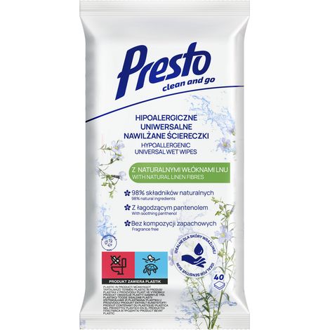 035947 HH Presto hypoallergene Feuchttücher 40 Stück.