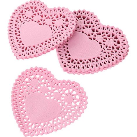 Napperons en dentelle rose à motif cœur pour la décoration de gâteaux (500 pièces) (1/5)