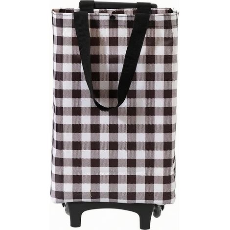 Lightweight wheeled shopping bag, elegant grey checkered pattern (1/5)