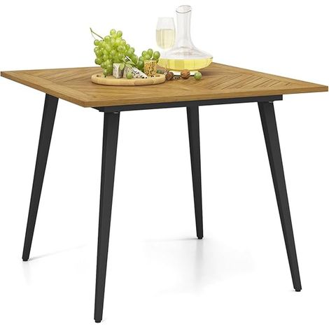 Tavolo da pranzo da esterno 107 x 107 x 75 cm con foro per ombrellone design moderno in legno di acacia nero 200014047