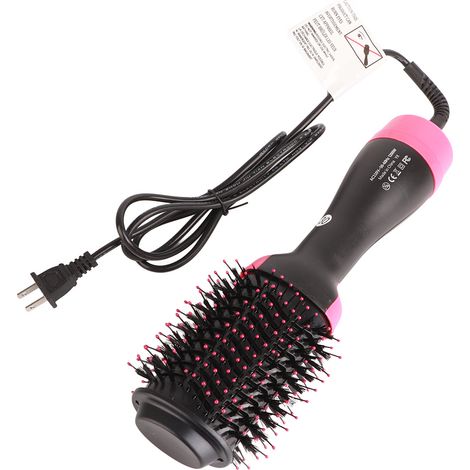 Peigne électrique rose et noir à technologie ionique, en céramique tourmaline, 1200 W, 2 en 1, prise US 110 V 50 Hz (1/5)