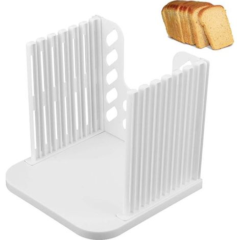 Brotschneider – Verstellbare Schnittstärke, klappbar, manuell, Kunststoff, für Küche und Backen (weiß) (1/5)