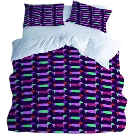 Housse de couette Lamb 220x240cm avec 2 taies d'oreiller, violette, 100% microfibre, fermeture éclair invisible (1/5)