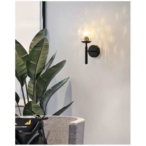 royaluxe -Lampe murale moderne Lampe murale LED Lampe murale LED Lampe miroir Lampe murale en verre LED Lampe murale moderne Intérieur. Couverture à motif aquatique - modèle noir sans source de lumièr (1/5)