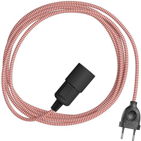 Creative Cables – Schlangen-Zickzack – Steckdosenlampe mit zickzackförmigem Textilkabel