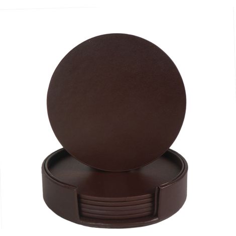 Protector de cuero para muebles, ideal para vasos calientes o fríos, de diseño sencillo y resistente al desgaste diario.
