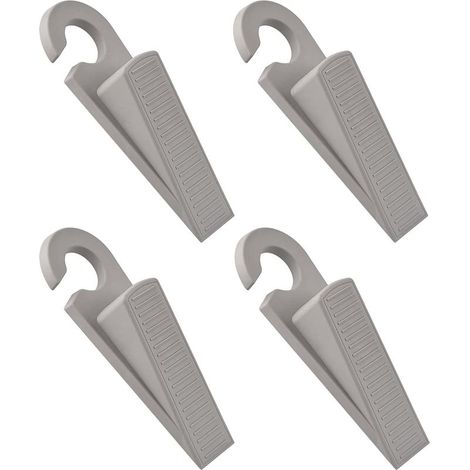 Rubber Door Stop Wedge Door Stopper - Heavy Duty Hook Type Doorstops Bottom Floor Door Jam, Gray,Wedge-Gray-4 Pack (1/5)