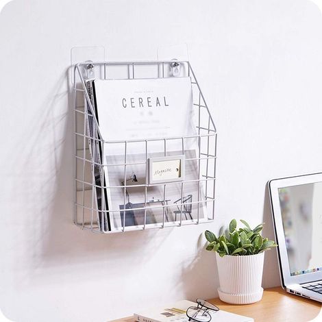 Étagère d’angle murale noire – panier créatif rangement magazines/salon/étude/cuisine (1/4)