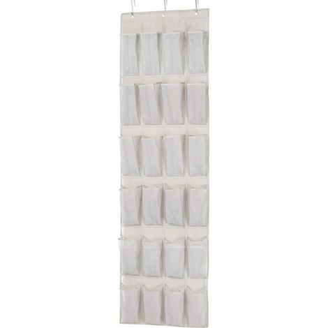 Range-chaussures à suspendre sur la porte, 24 compartiments, moyen format, Blanc (1/5)