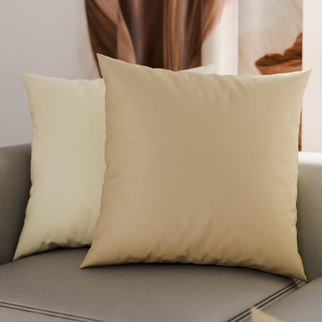 Lot de 2 Taies d'oreiller de Lit 30x30 cm, Housses de Coussin Unies Double Face Crème Taupe, Taie Oreiller 100% Microfibre Hypoallergénique (1/3)