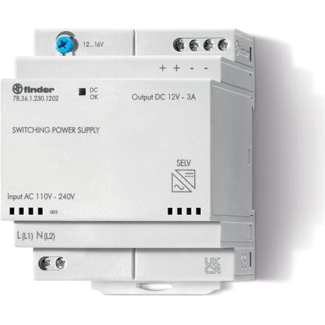 Alimentation 3,3A IN : 110 à 240V AC OUT : 12V DC 36W TBTS FINDER 783612301202PAS