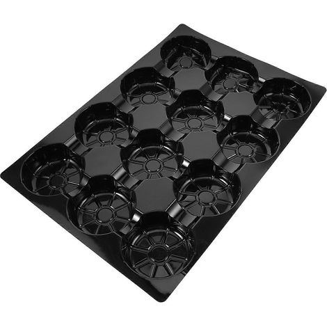 Ensemble de 3 plateaux de présentation de fruits en plastique noir pour supermarchés (1/5)