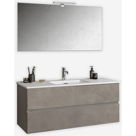Mobile bagno sospeso con specchio e lavabo Orizon 120 - Beige