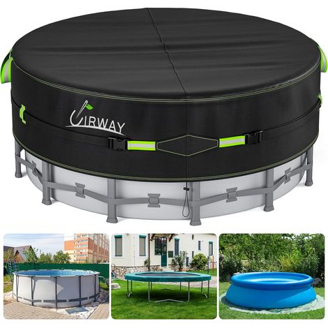 366 cm Couverture de Piscine Ronde avec Bandes réfléchissantes, Couverture de Piscine pour piscines Hors Sol, Couverture Solaire incluant Une Corde d'attache et des Clous Lumineux au Sol (1/5)
