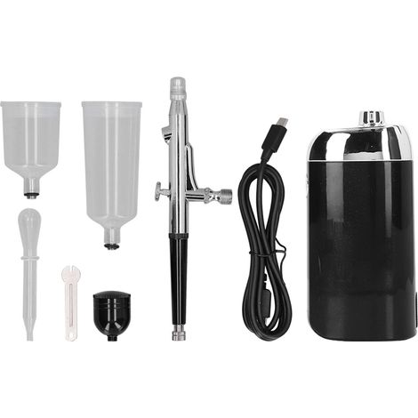 Kit Aérographe Sans Fil USB Rechargeable Léger Portable Mini Pistolet Pulvérisateur Noir pour Décoration de Gâteaux, Manucure (1/5)