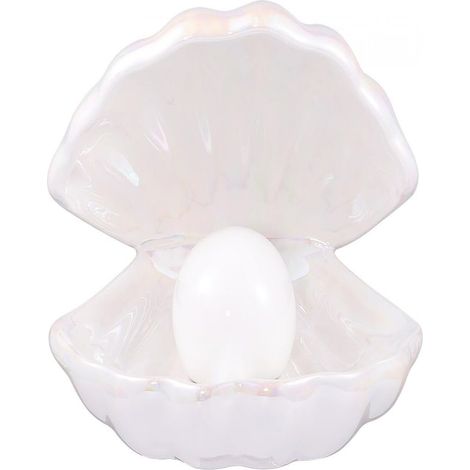 1 lampe de chevet coquillage blanche en céramique, idéale pour les chambres et les chambres d'enfants. (1/5)