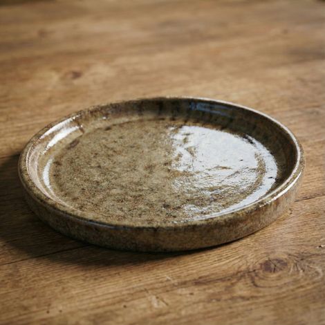Soucoupe 16cm bronze sablé faite à la main en terre cuite émaillée